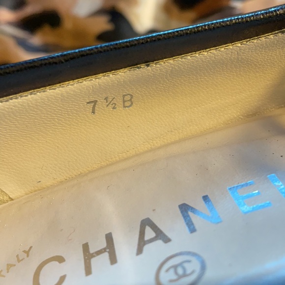 Chanel Black Leather Ballet Block Low Heel 7.5 - Picture 10 of 13